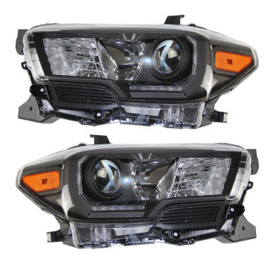 Led DRL Black Projector Headlights for 2016–2023 Toyota Tacoma
