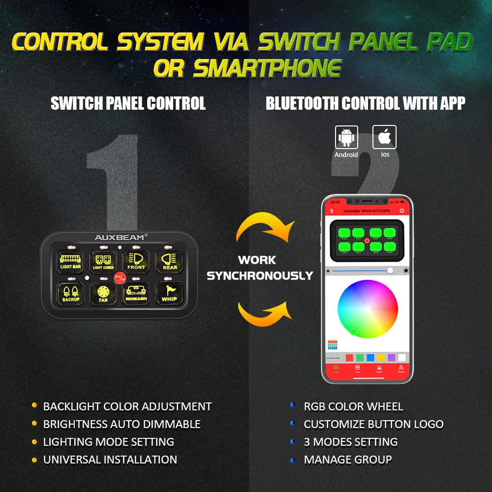 8 Gang Multi-function RGB Switch Panel System with Bluetooth Controlled