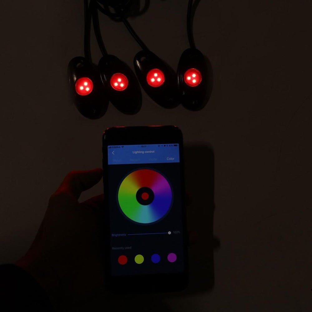 Auxbeam RGB Led Rock Light Set with Bluetooth Controller (4pcs/8pcs)