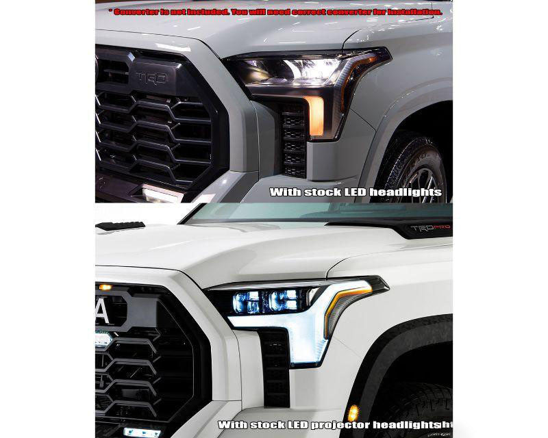NOVA Series Projector Headlights Black with Amber DRL Alpharex for 2022–2023 Toyota Tundra