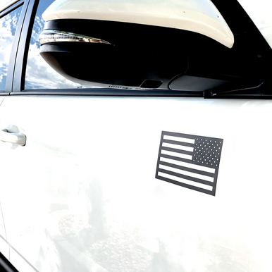 7" Matte Black Usa Flag Magnet (Pair)
