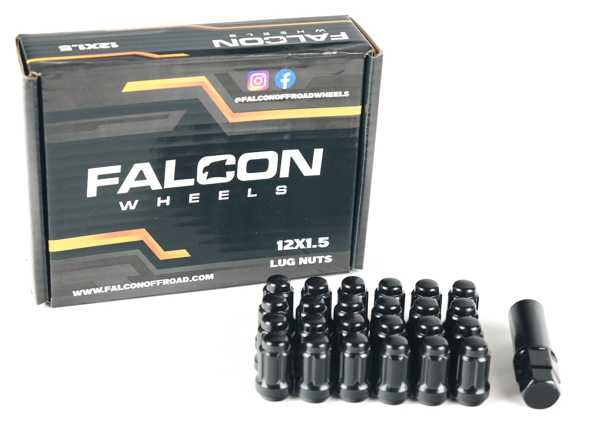 Falcon Wheels M12x1.5 Spline Lug Nut withkey 24pc
