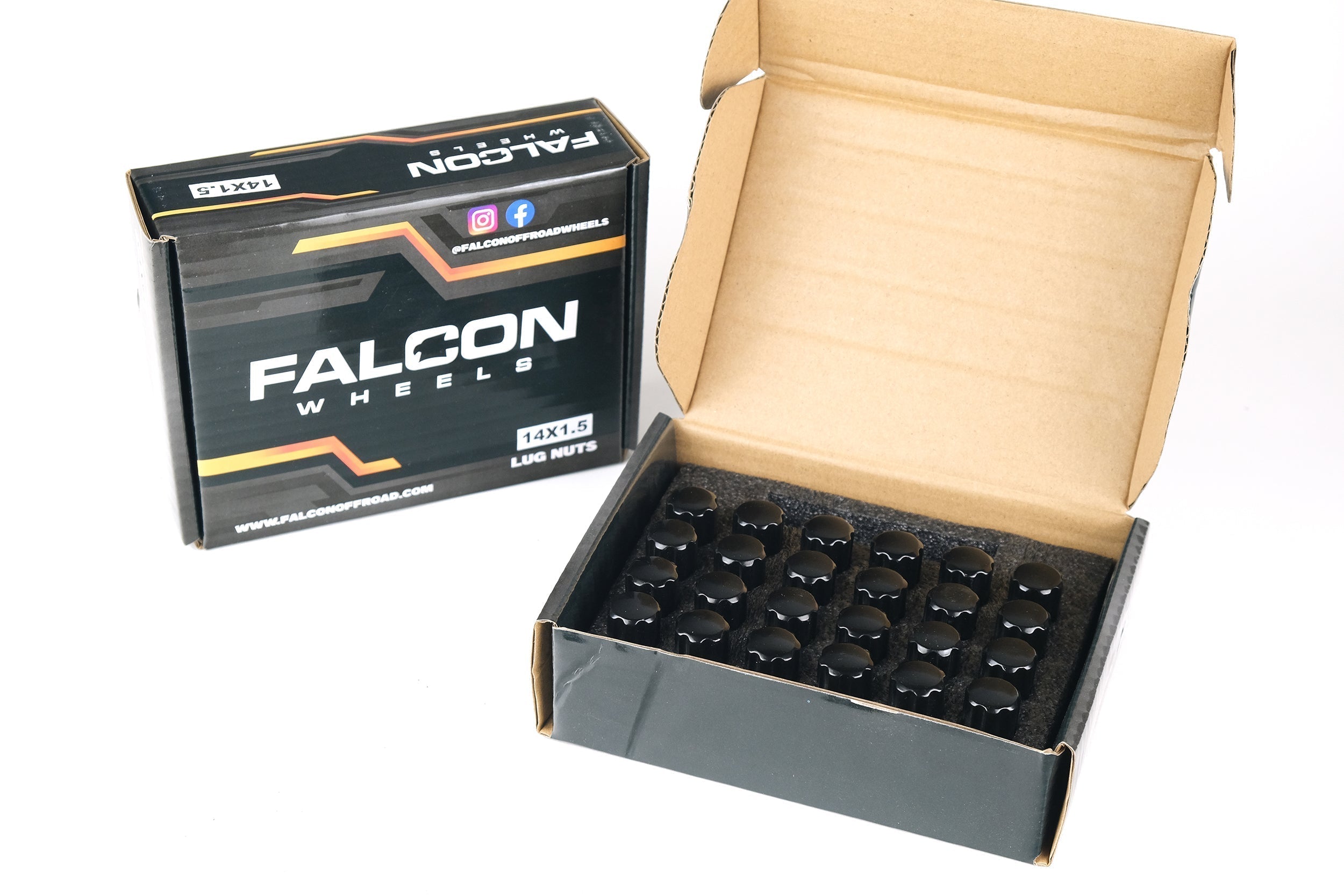 Falcon Wheels M14x1.5 Spline Lug Nut withkey 24pc
