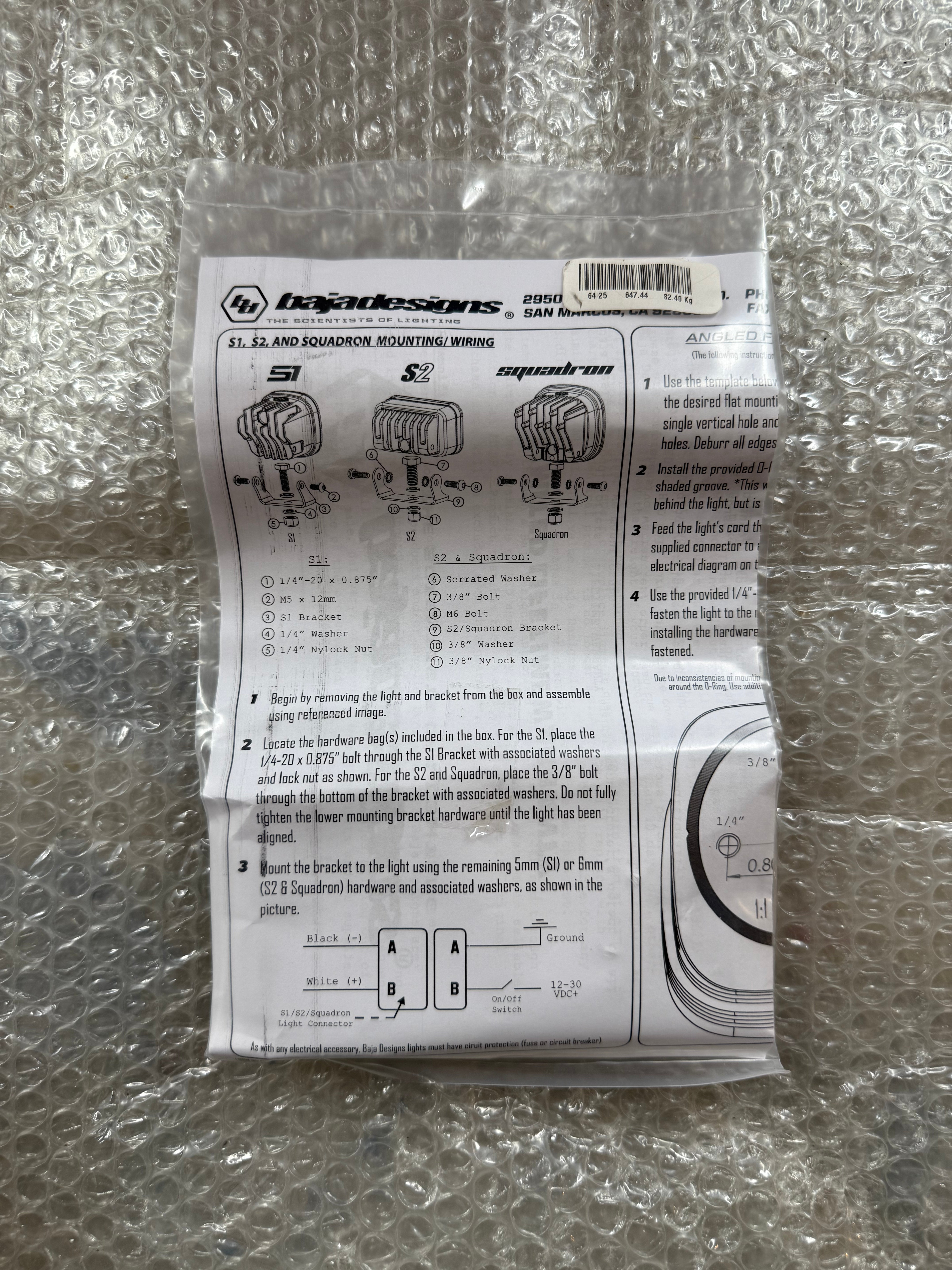 Baja Designs S2 Mounting Hardware Kit