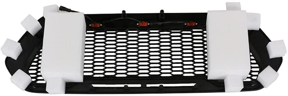 Front Mesh Grille Black with 3 Amber DRL Led Lights for 2016-2023 Toyota Tacoma