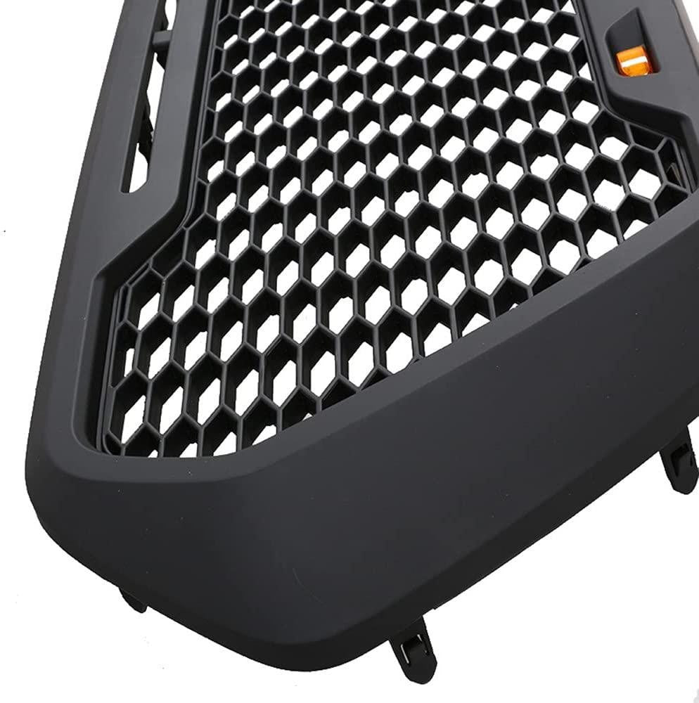 Front Mesh Grille Black with 3 Amber DRL Led Lights for 2016-2023 Toyota Tacoma