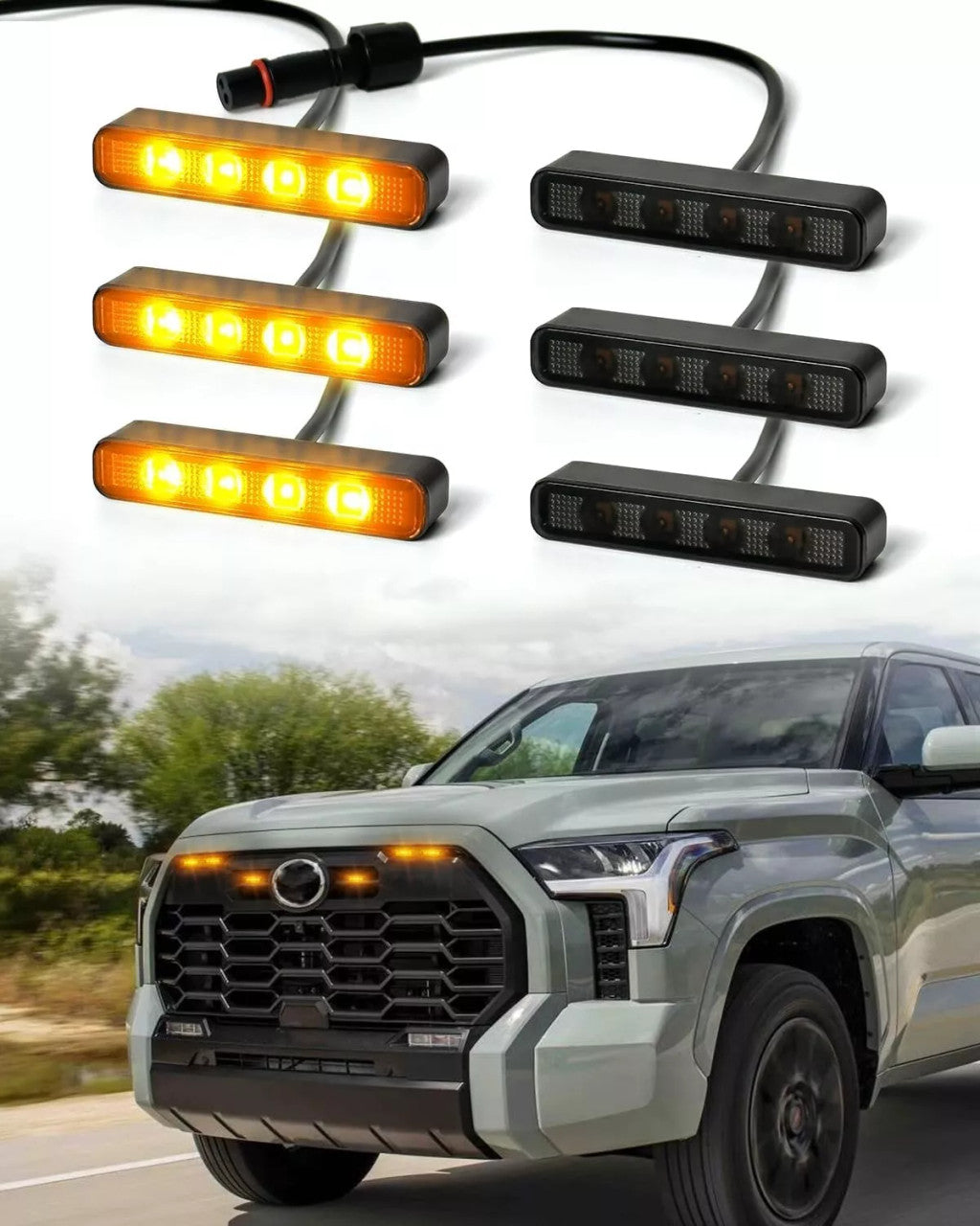 Amber Tundra Raptor Lights for 2007–2024 Toyota Tundra