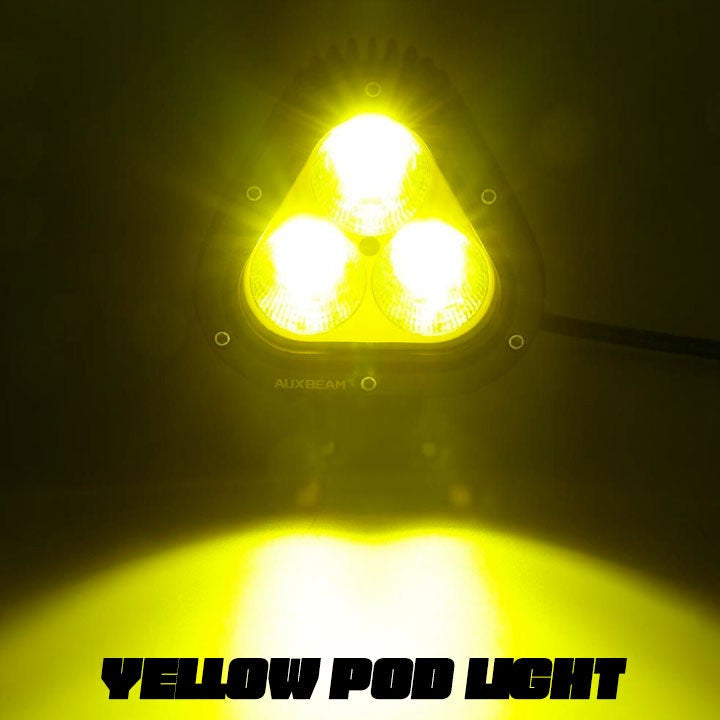 Auxbeam 4 Inch Combo Beam Triangle Led Pods (Yellow/White)